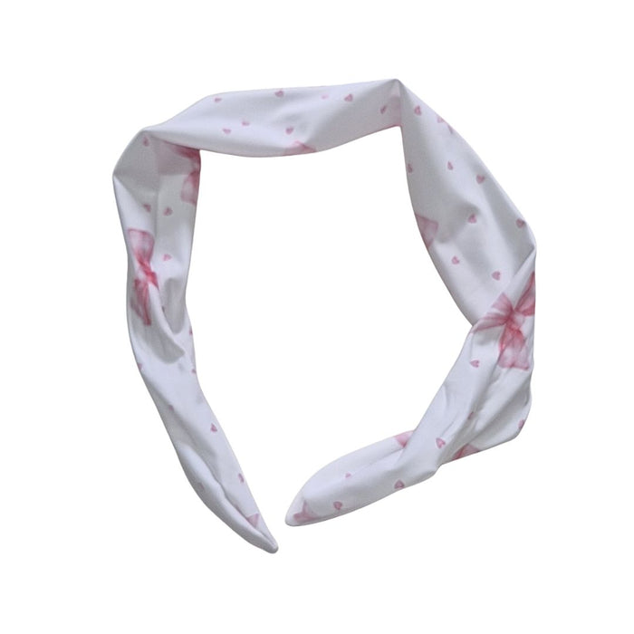 White & Pink Bows Headband