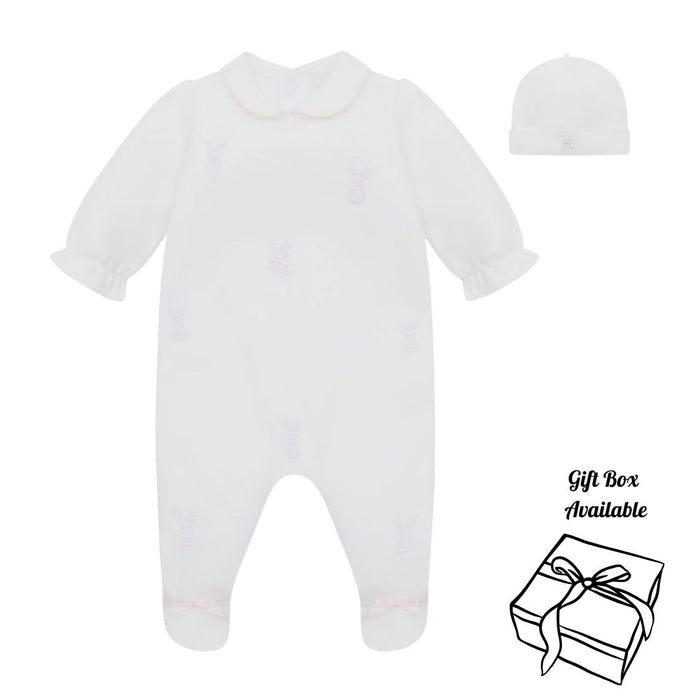 White & Pink Bunny Babygrow & Hat