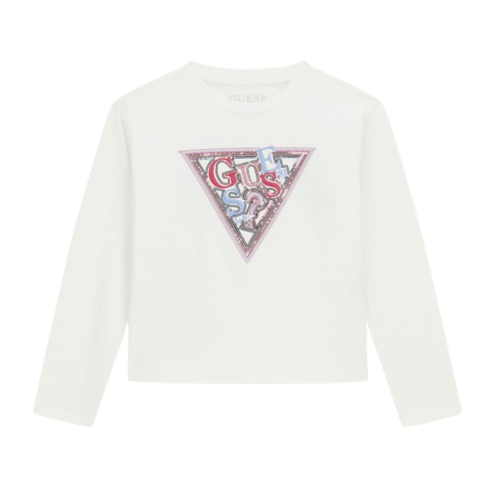 White Sequin Logo LS T-Shirt