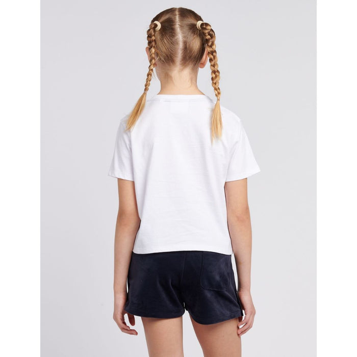 White T-Shirt & Navy Velour Shorts Set
