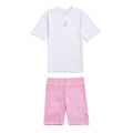 White T-Shirt & Pink Cycling Shorts Set
