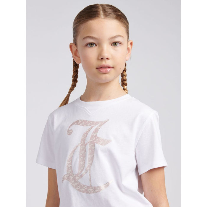 White T-Shirt & Pink Velour Shorts Set