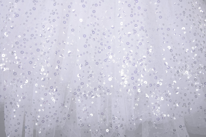 White Tulle Layered Sequin Skirt