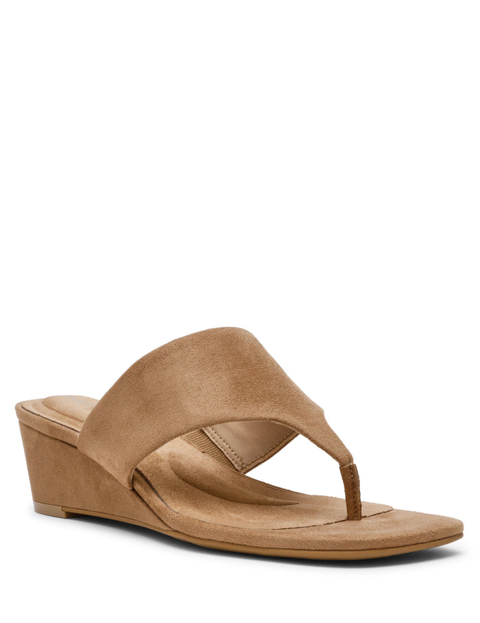 Anne Klein Sand Suede Willing Strappy Flat Sandal