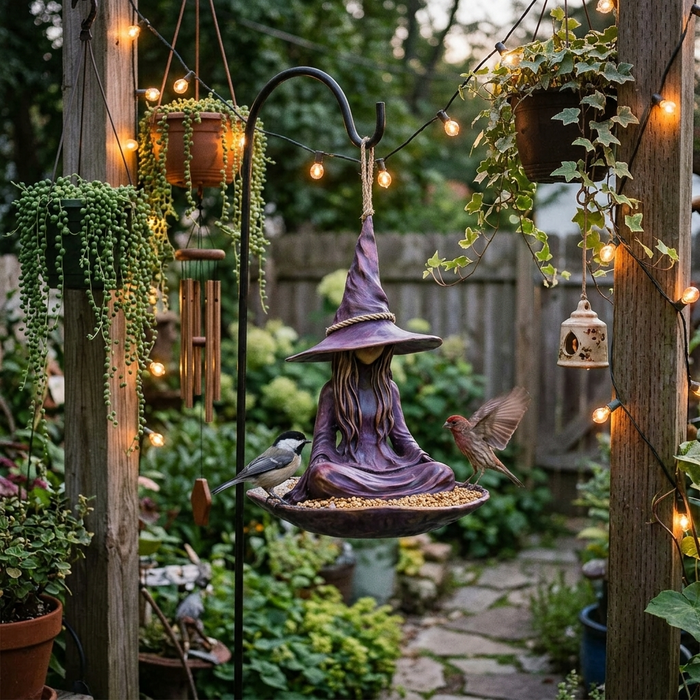 Willowspell – Meditating Witch Bird Feeder