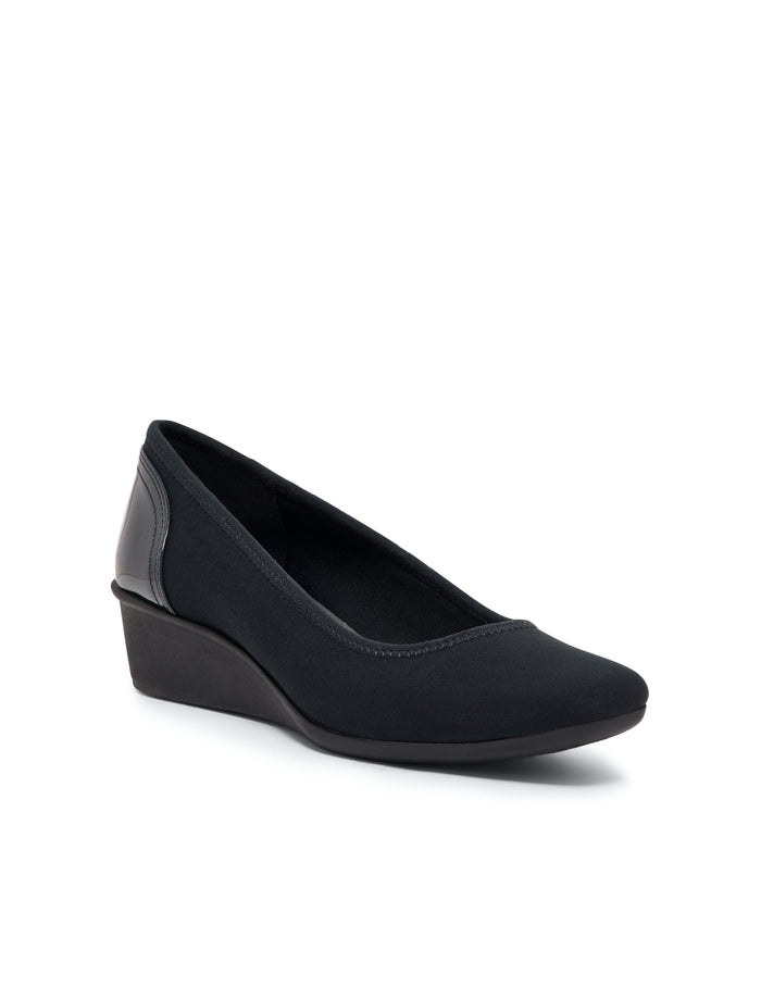 Anne Klein Black Multi Fabric Wisher Wedge