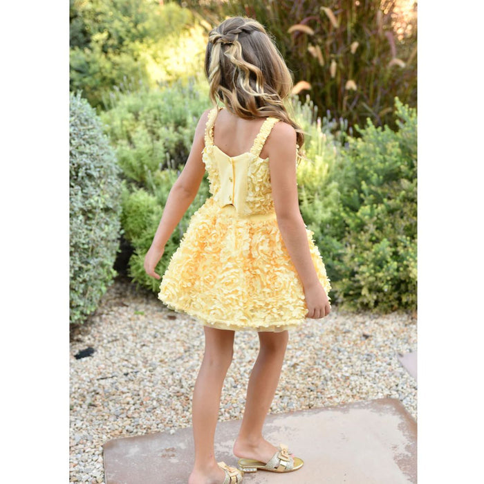 Yellow 3D Roses Skirt Set