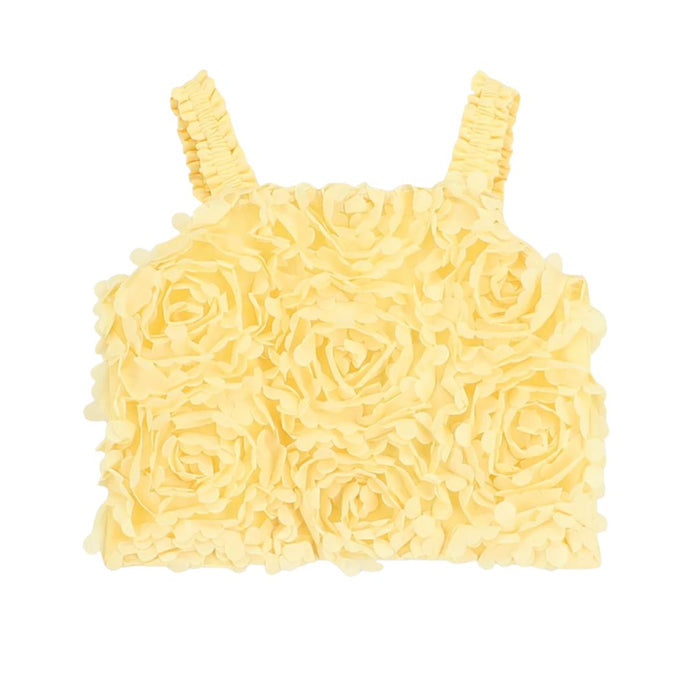 Yellow 3D Roses Skirt Set