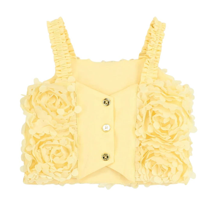 Yellow 3D Roses Skirt Set