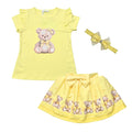 Yellow Diamante Teddy Skirt Set & Headband