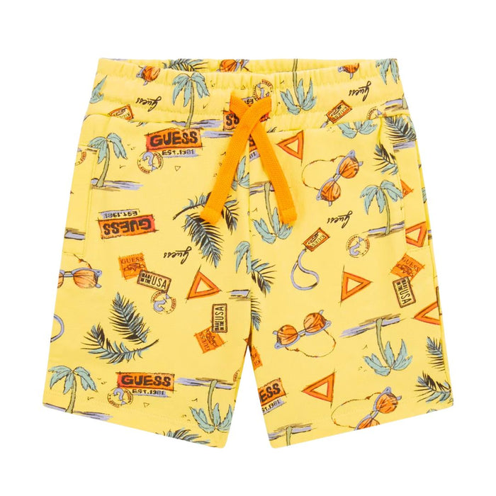 Yellow Palm Print Sweat Top & Shorts